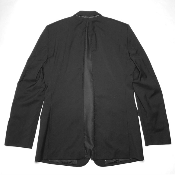 Burberry Black Double Vent Slim Fit Wool Blazer